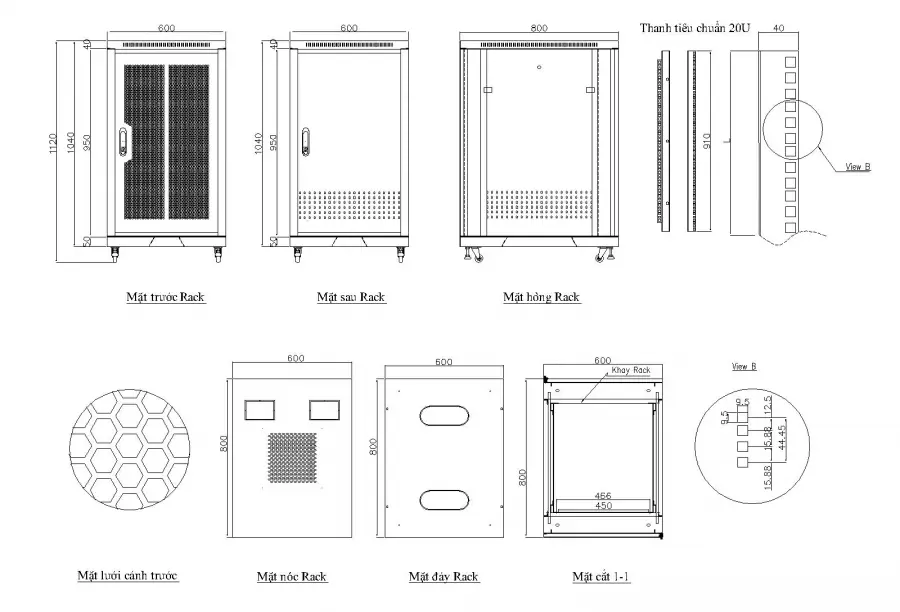 vỏ tủ điện có bản vẽ chi tiết