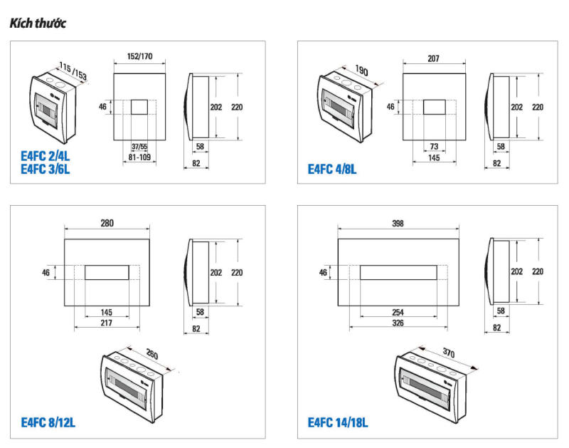 Thông số kỹ thuật tủ điện âm tường 18 module phổ biến
